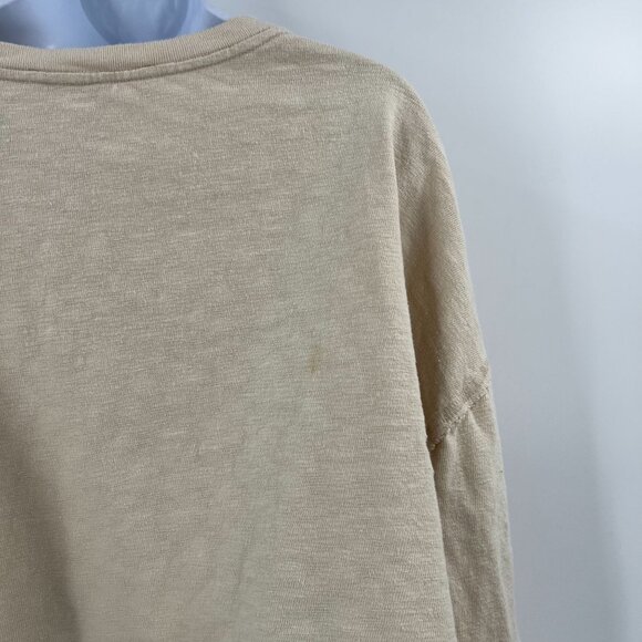 FP Beach Boho Crop Top L Large Beige Slouchy High Low Hem 100% Cotton Knit - Picture 9 of 10